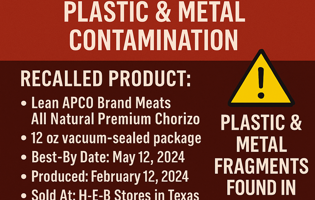 Pork Chorizo Recall 2025 – USDA Warning for Metal and Plastic Contamination