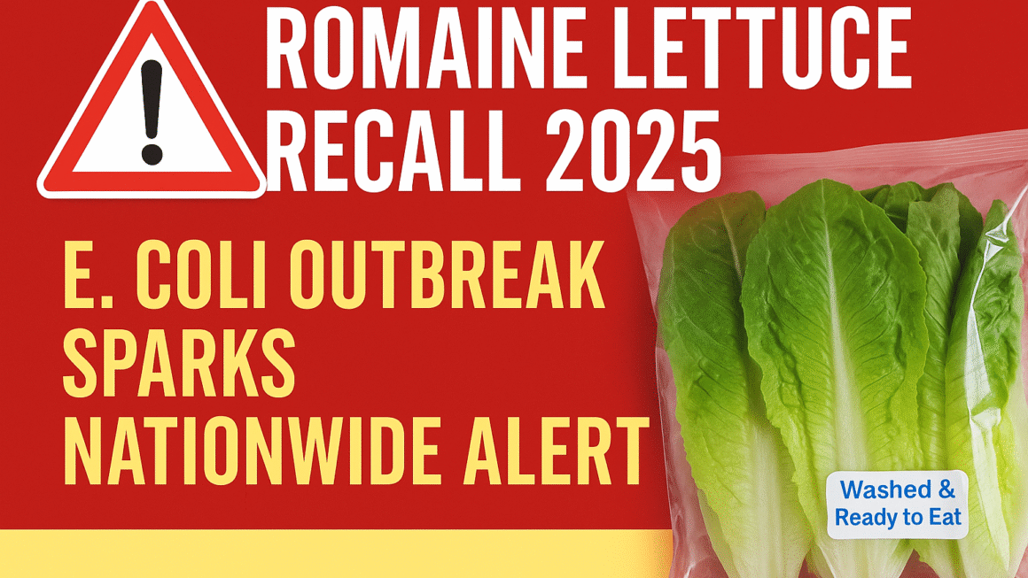Digital health warning about romaine lettuce recall due to E. coli contamination in USA.